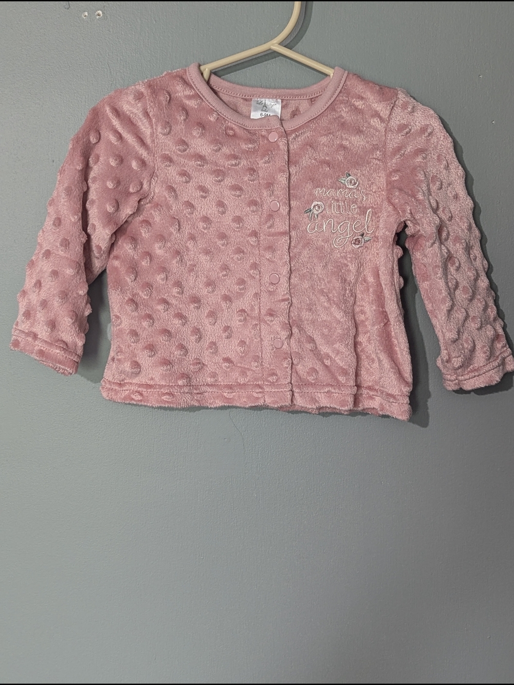 4/$10✨ Le Top Bebe Blush Baby Cardigan Textured Minky Dot Embroidery‎